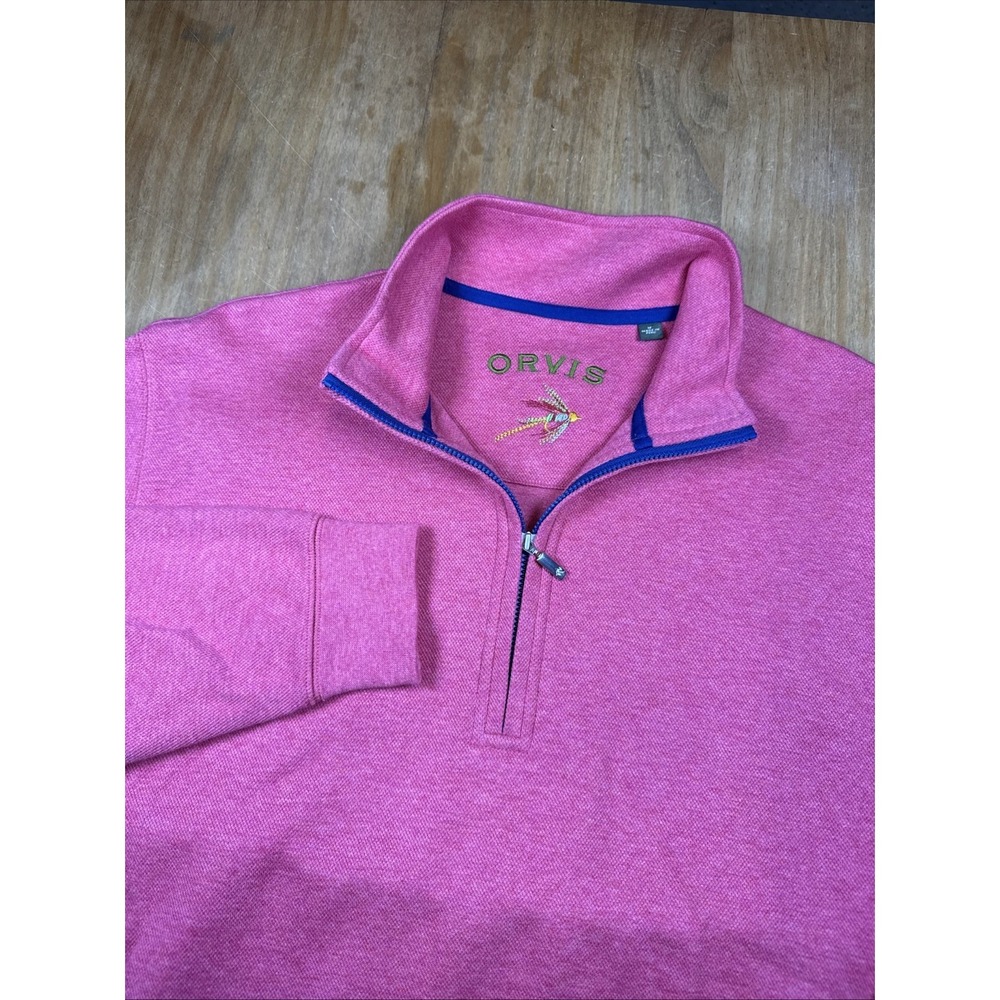 Orvis Long Sleeve 1/4 Zip Pullover Sweater Men's‎ M Pink Casual Outdoors Fishing